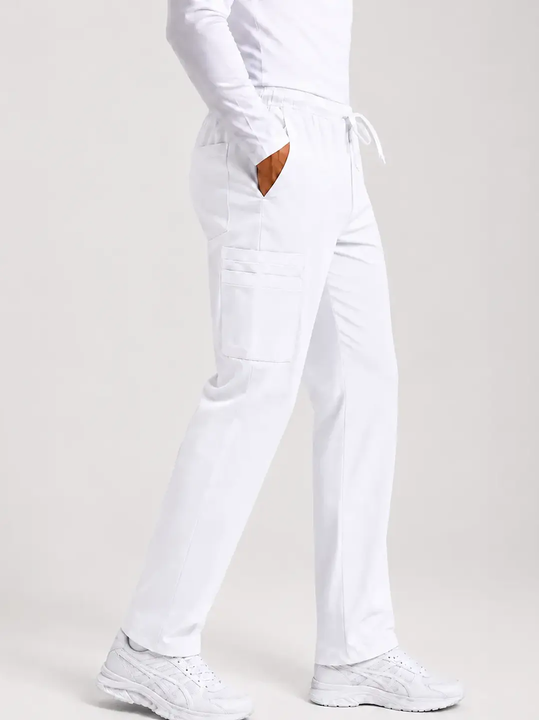 Pantalón Clínico Cargo Blanco Hombre Premium  - Uniformes clínicos Égida Chile