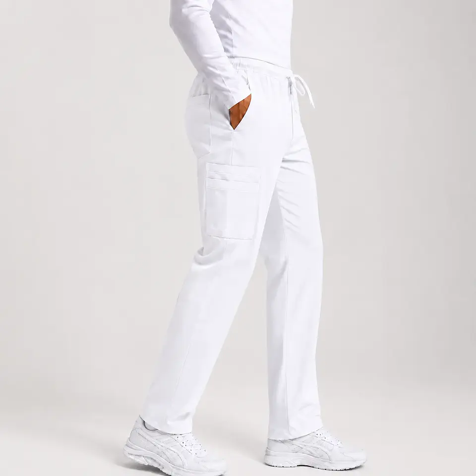 Pantalón Clínico Cargo Blanco Hombre Premium  2