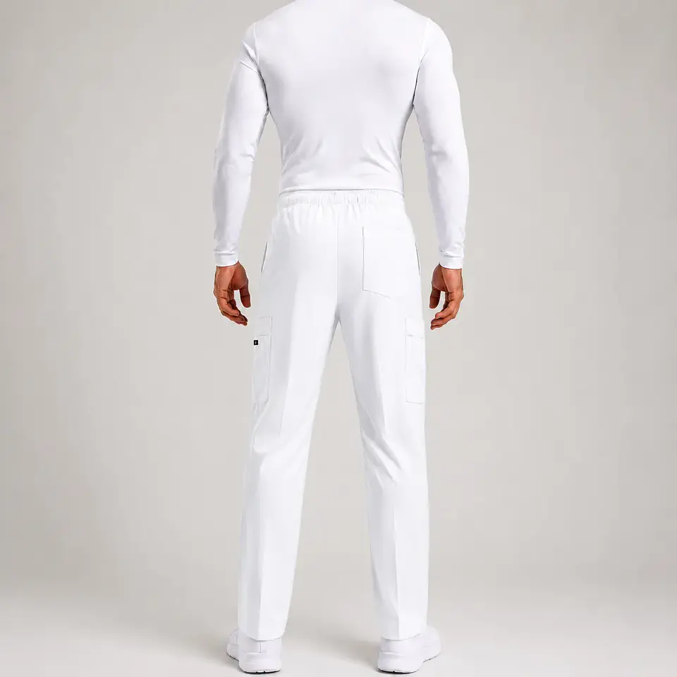 Pantalón Clínico Cargo Blanco Hombre Premium  4
