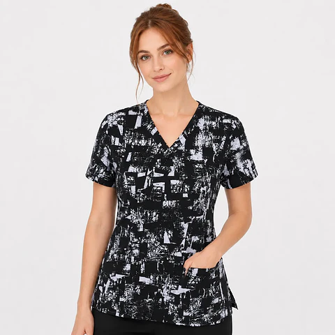 Blusa Clínica Estampada Mosaico Black and White 