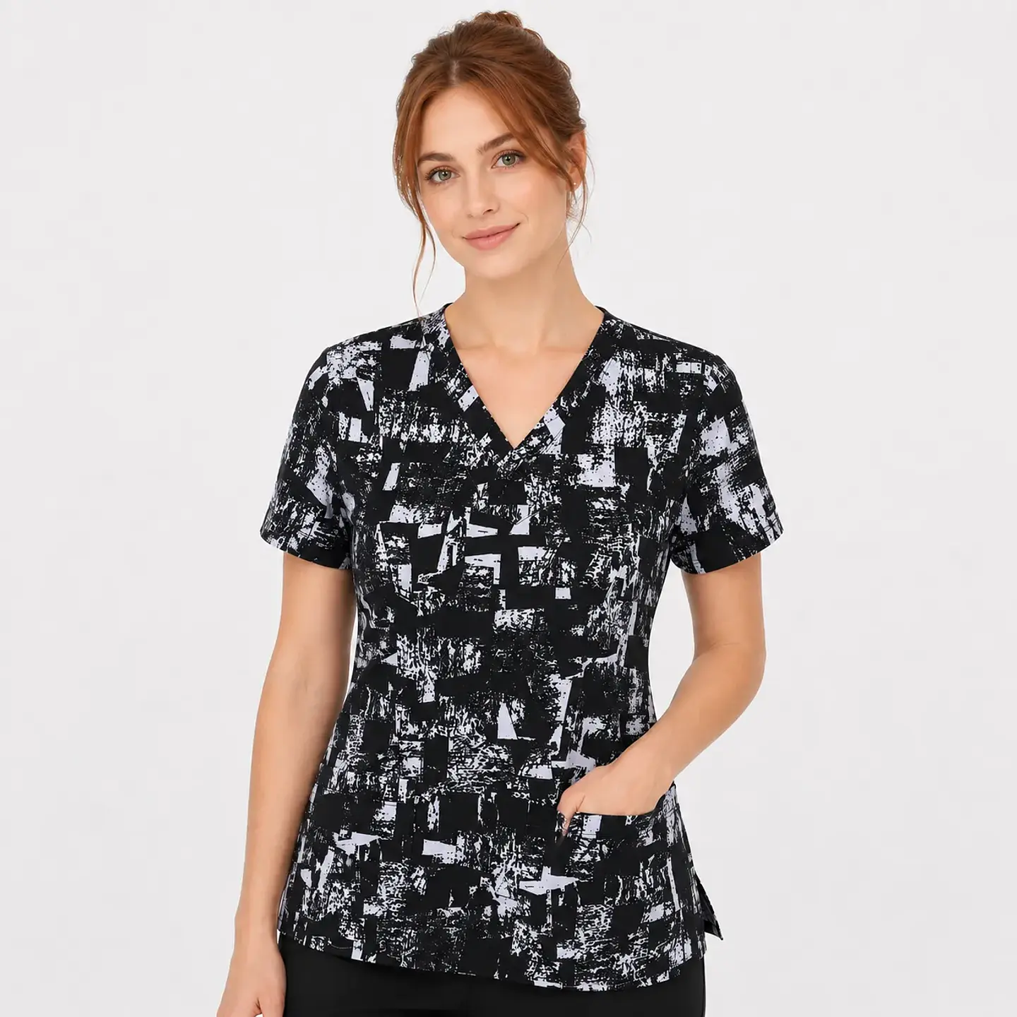 Blusa Clínica Estampada Mosaico Black and White  1