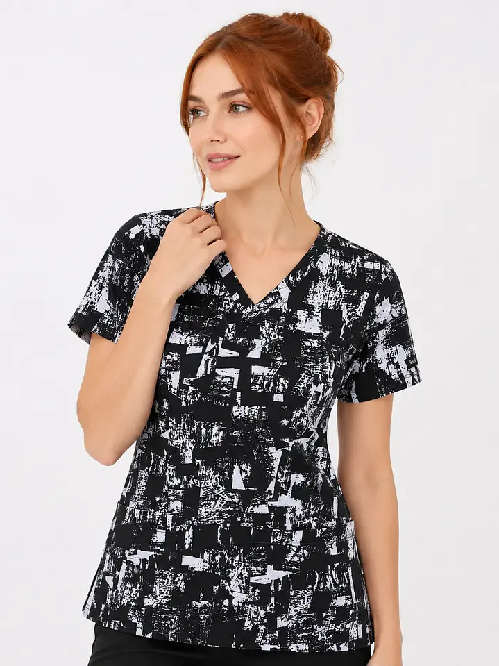 Blusa Clínica Estampada Mosaico Black and White  2