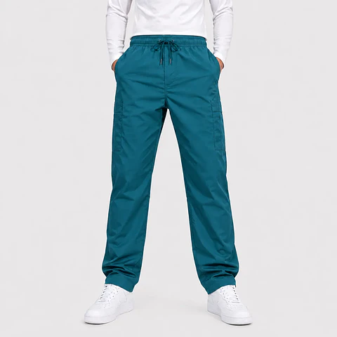 Pantalón Clínico Cargo Poplin Verde Petróleo Hombre