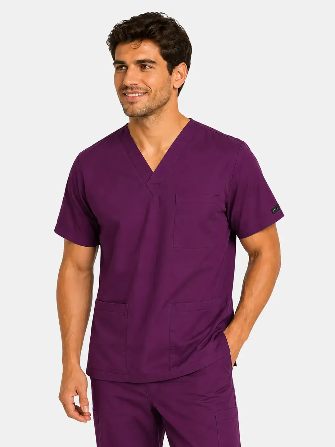 Polera Clínica Cargo Hombre Poplin Burdeo - Uniformes clínicos Égida Chile