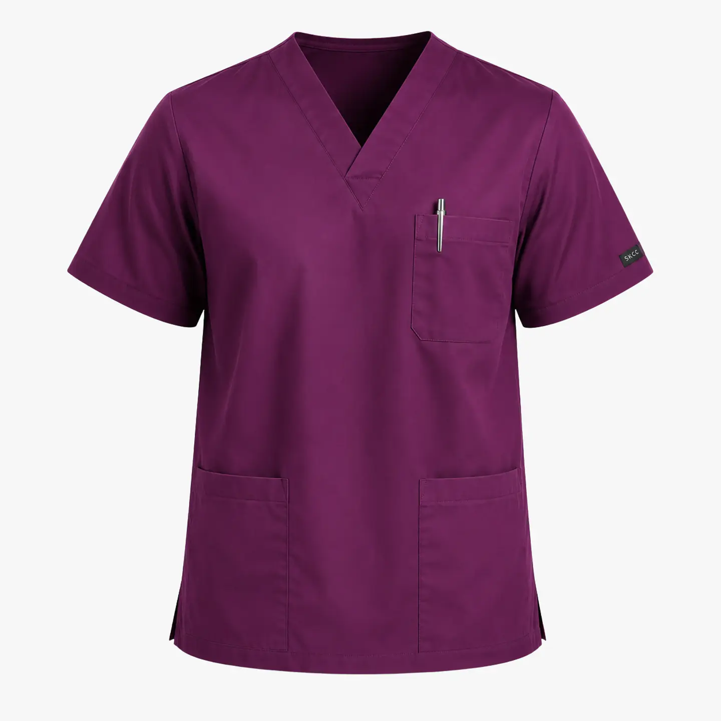Polera Clínica Cargo Hombre Poplin Burdeo 4