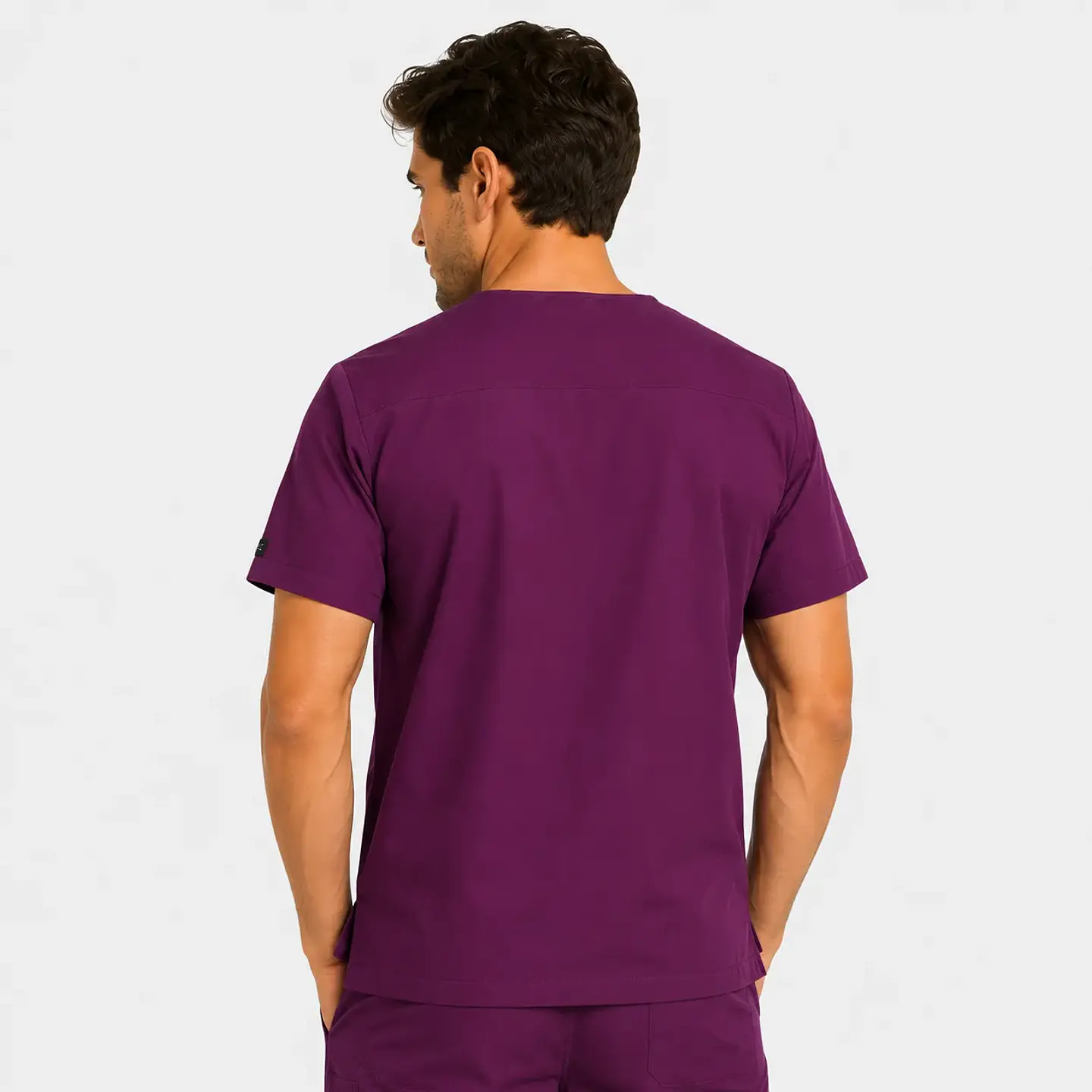 Polera Clínica Cargo Hombre Poplin Burdeo 2