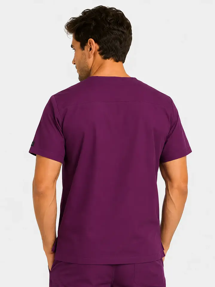 Polera Clínica Cargo Hombre Poplin Burdeo 2