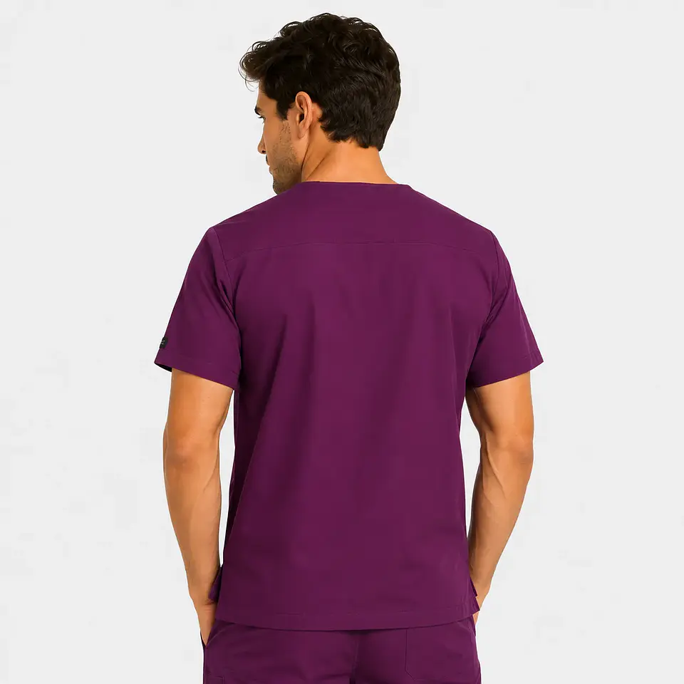Polera Clínica Cargo Hombre Poplin Burdeo 2