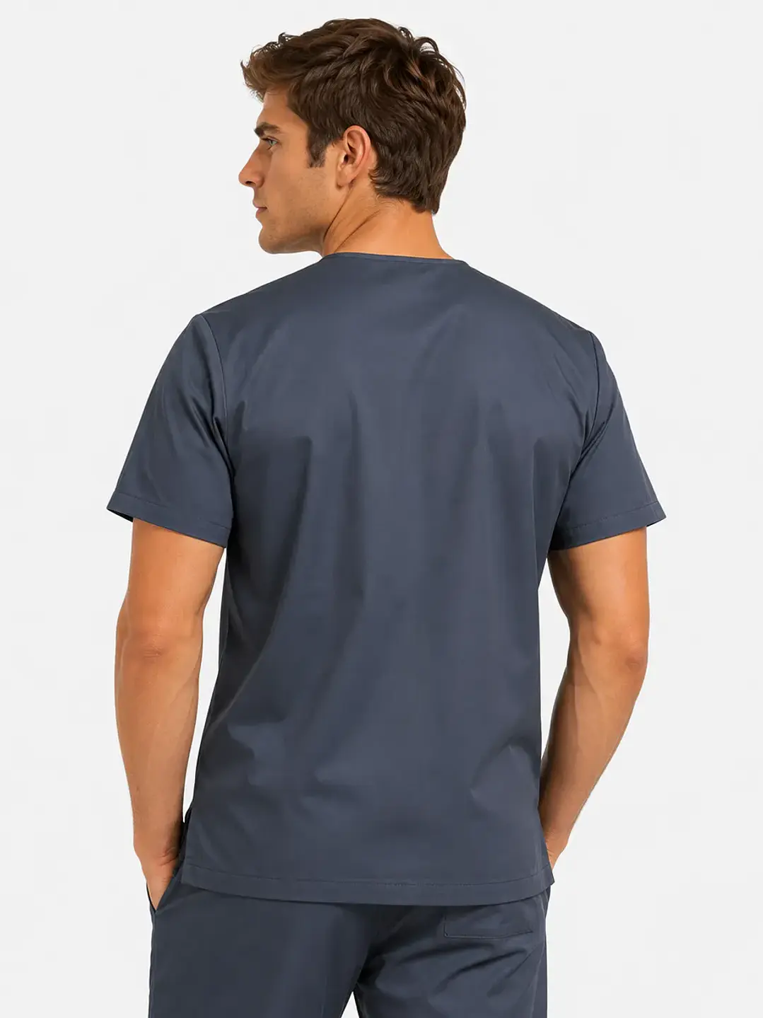 Polera Clínica Cargo Hombre Poplin Gris - Uniformes clínicos Égida Chile