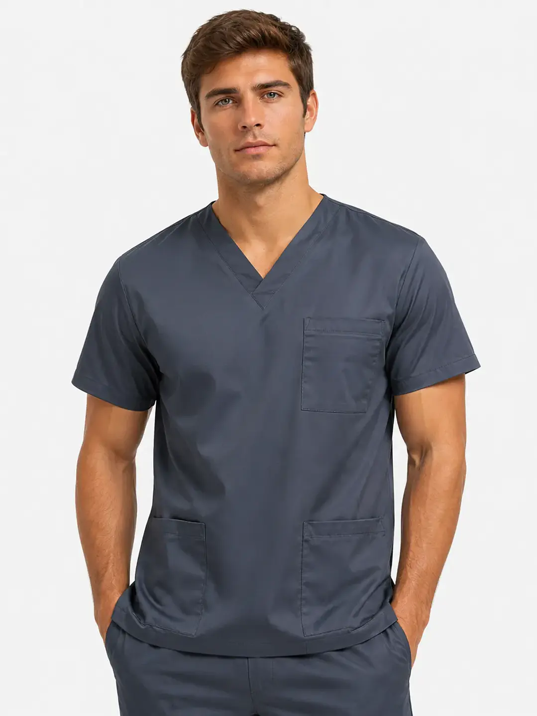 Polera Clínica Cargo Hombre Poplin Gris - Uniformes clínicos Égida Chile