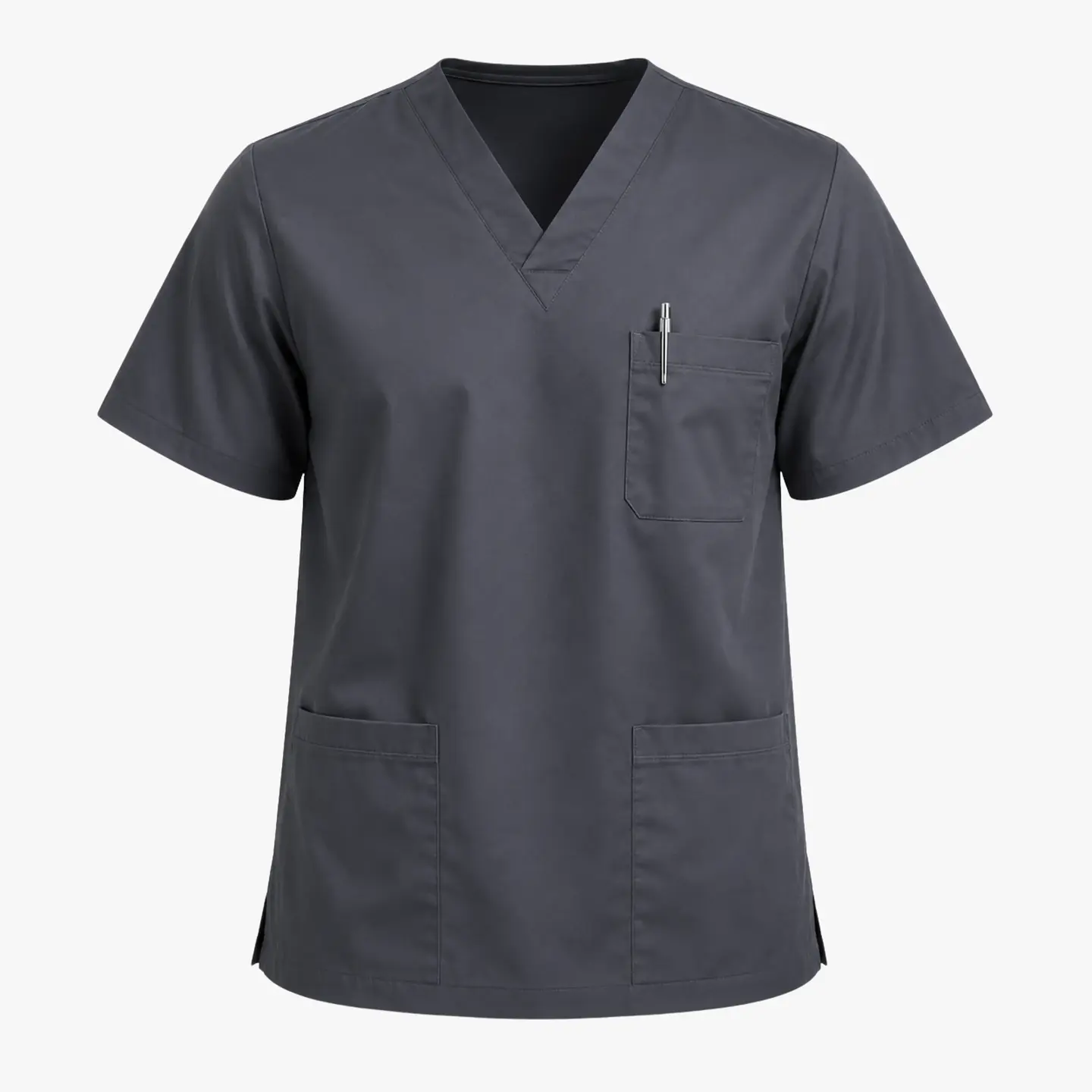 Polera Clínica Cargo Hombre Poplin Gris 4