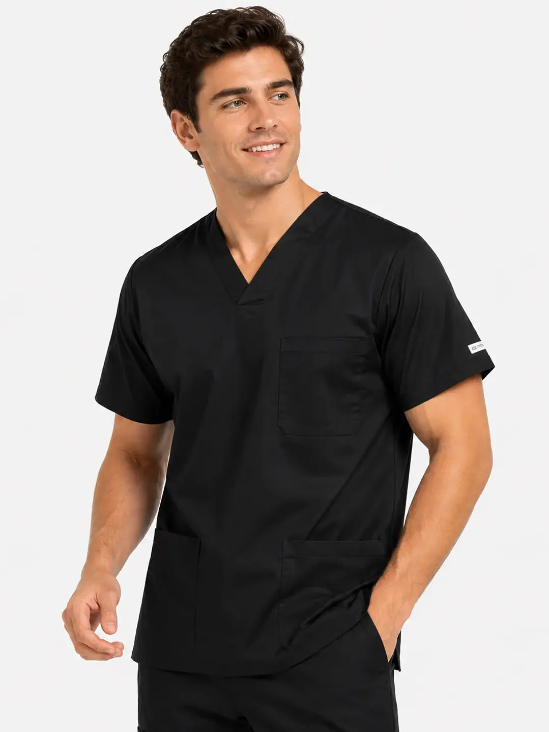 Polera Clínica Cargo Hombre Poplin Negra - Uniformes clínicos Égida Chile