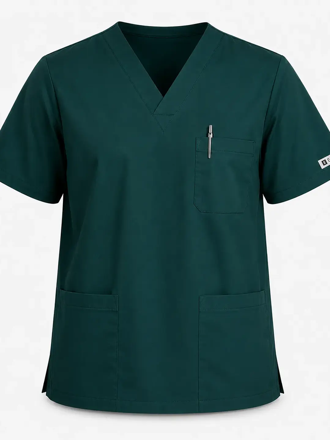 Polera Clínica Cargo Hombre Poplin  Verde Botella - Uniformes clínicos Égida Chile