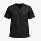 Polera Clínica Cargo Hombre Negro con Aplicación Morada | Med Comfort Flex - Miniatura 4
