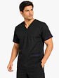 Polera Clínica Cargo Hombre Negro con Aplicación Morada | Med Comfort Flex - Miniatura 1
