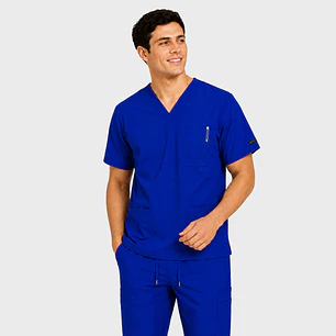 Polera Médica Cargo Hombre Cuello en V Antifluido Azul Rey | Egida