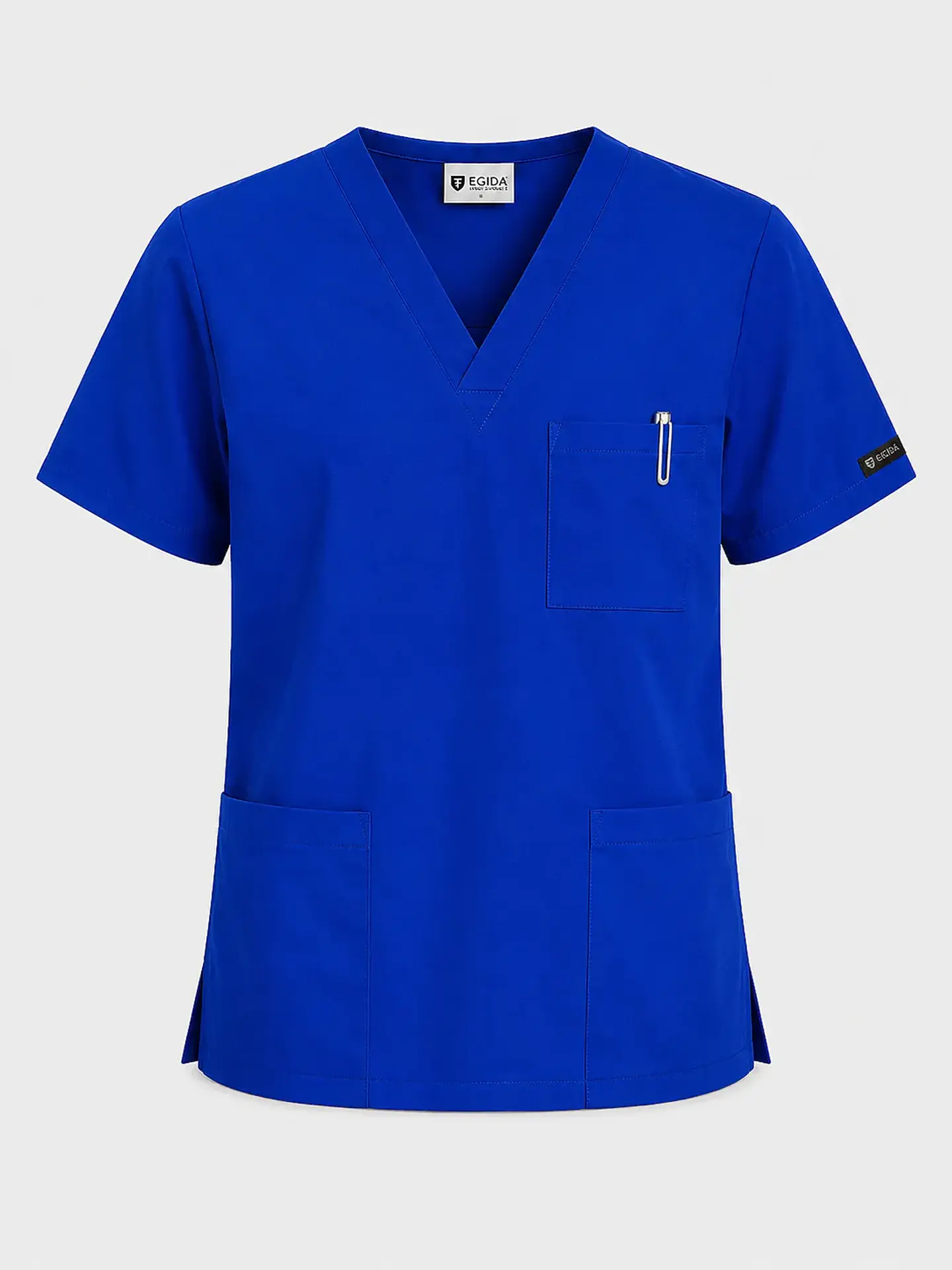 Polera Médica Cargo Hombre Cuello en V Antifluido Azul Rey | Egida 3