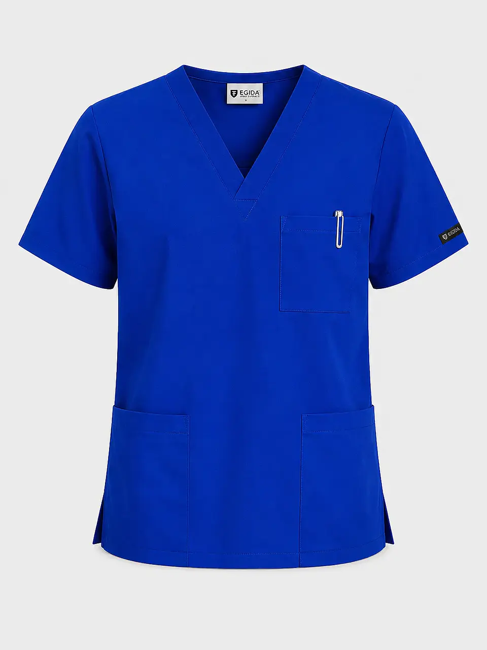 Polera Médica Cargo Hombre Cuello en V Antifluido Azul Rey | Egida 3