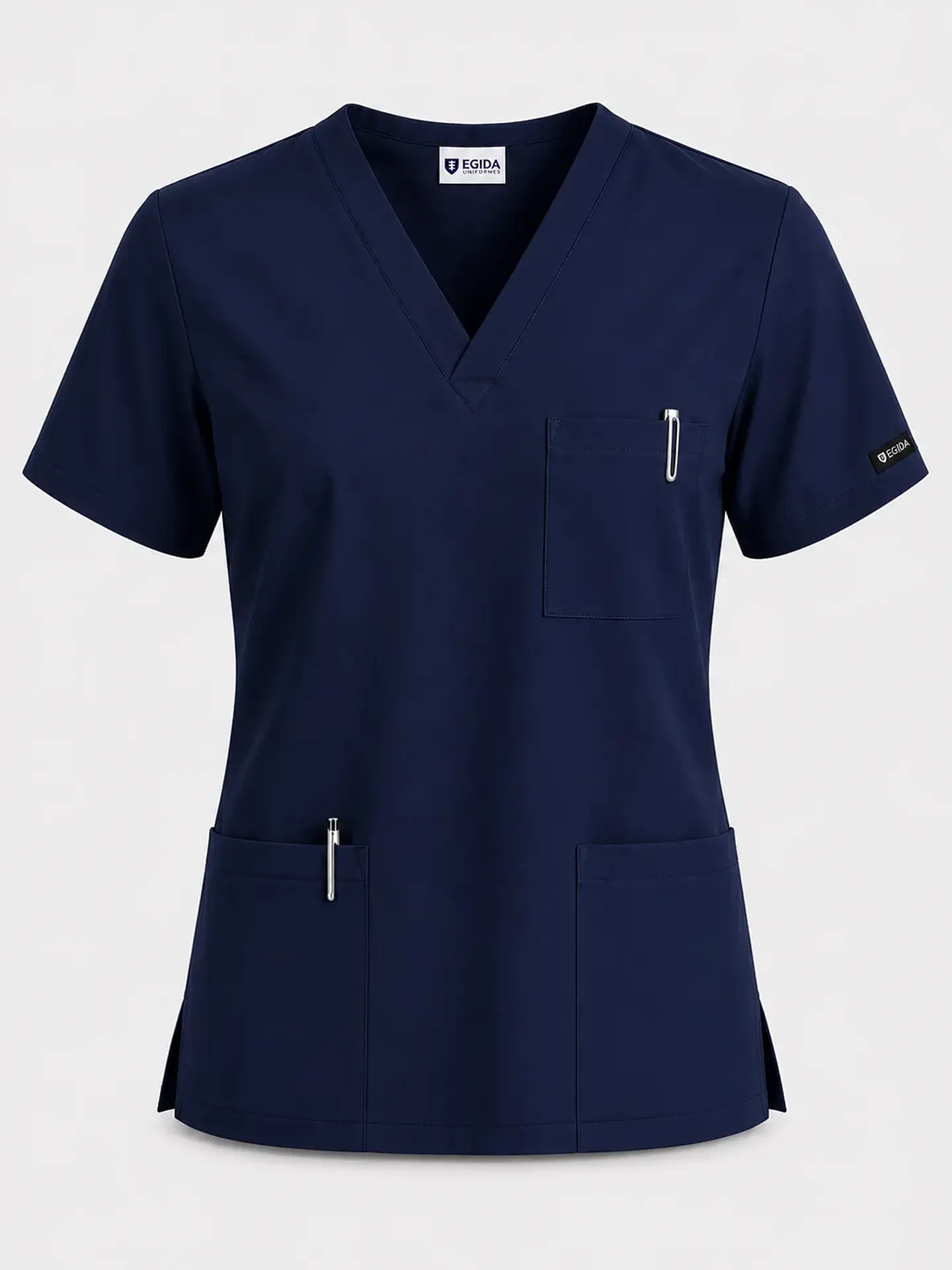 Polera Médica Cargo Hombre Cuello en V Antifluido Azul Marino | Egida 3