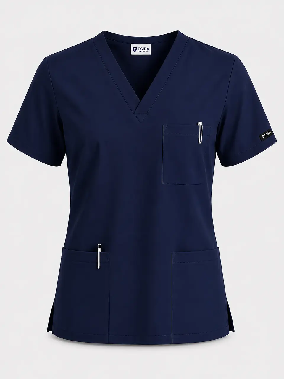 Polera Médica Cargo Hombre Cuello en V Antifluido Azul Marino | Egida 3