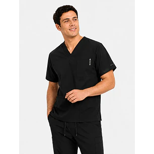 Polera Médica Cargo Hombre Cuello en V Antifluido Negro | Egida