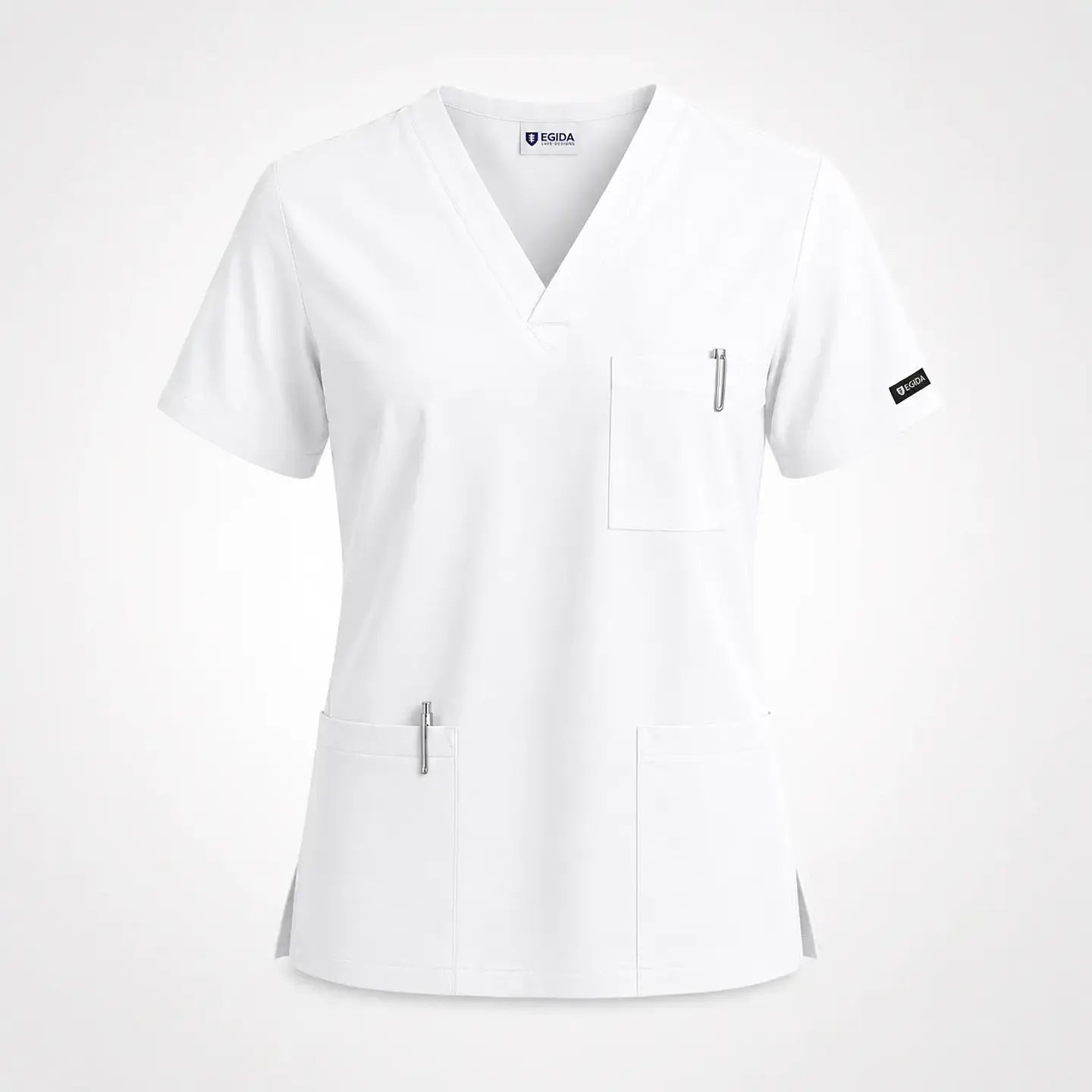 Polera Médica Cargo Hombre Cuello en V Antifluido Blanco | Egida 3