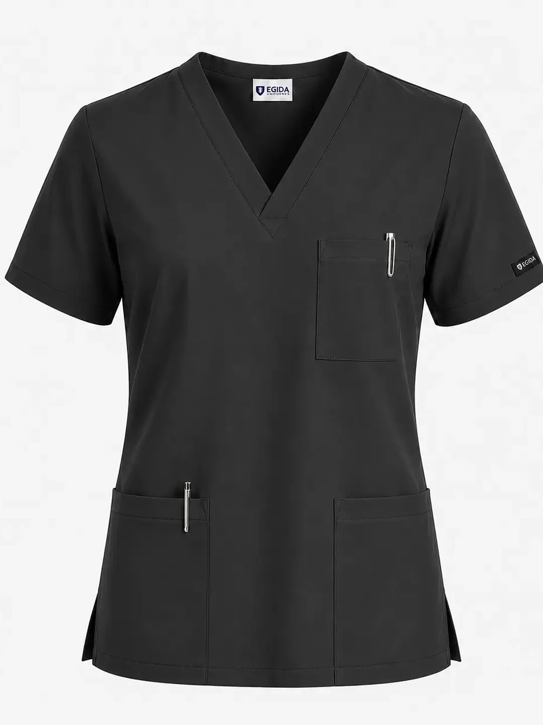 Polera Médica Cargo Hombre Cuello en V Antifluido Gris | Egida - Uniformes clínicos Égida Chile
