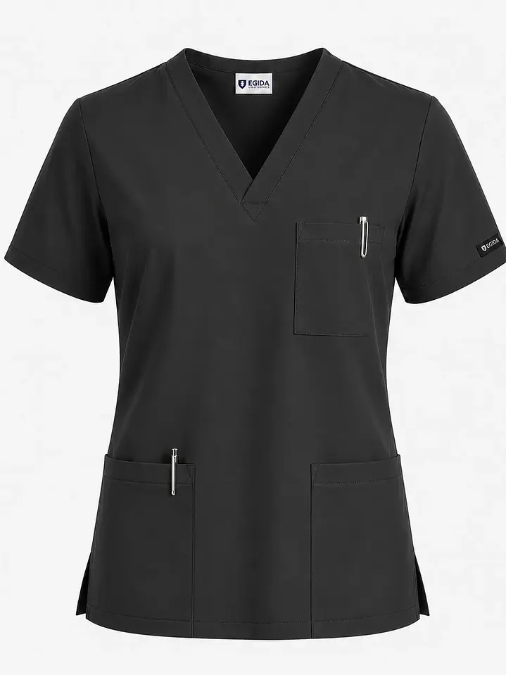 Polera Médica Cargo Hombre Cuello en V Antifluido Gris | Egida 3