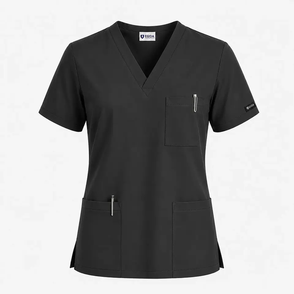 Polera Médica Cargo Hombre Cuello en V Antifluido Gris | Egida 3