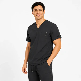 Polera Médica Cargo Hombre Cuello en V Antifluido Gris | Egida