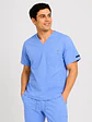 Polera Médica Cargo Hombre Cuello en V Antifluido Celeste | Egida - Miniatura 2