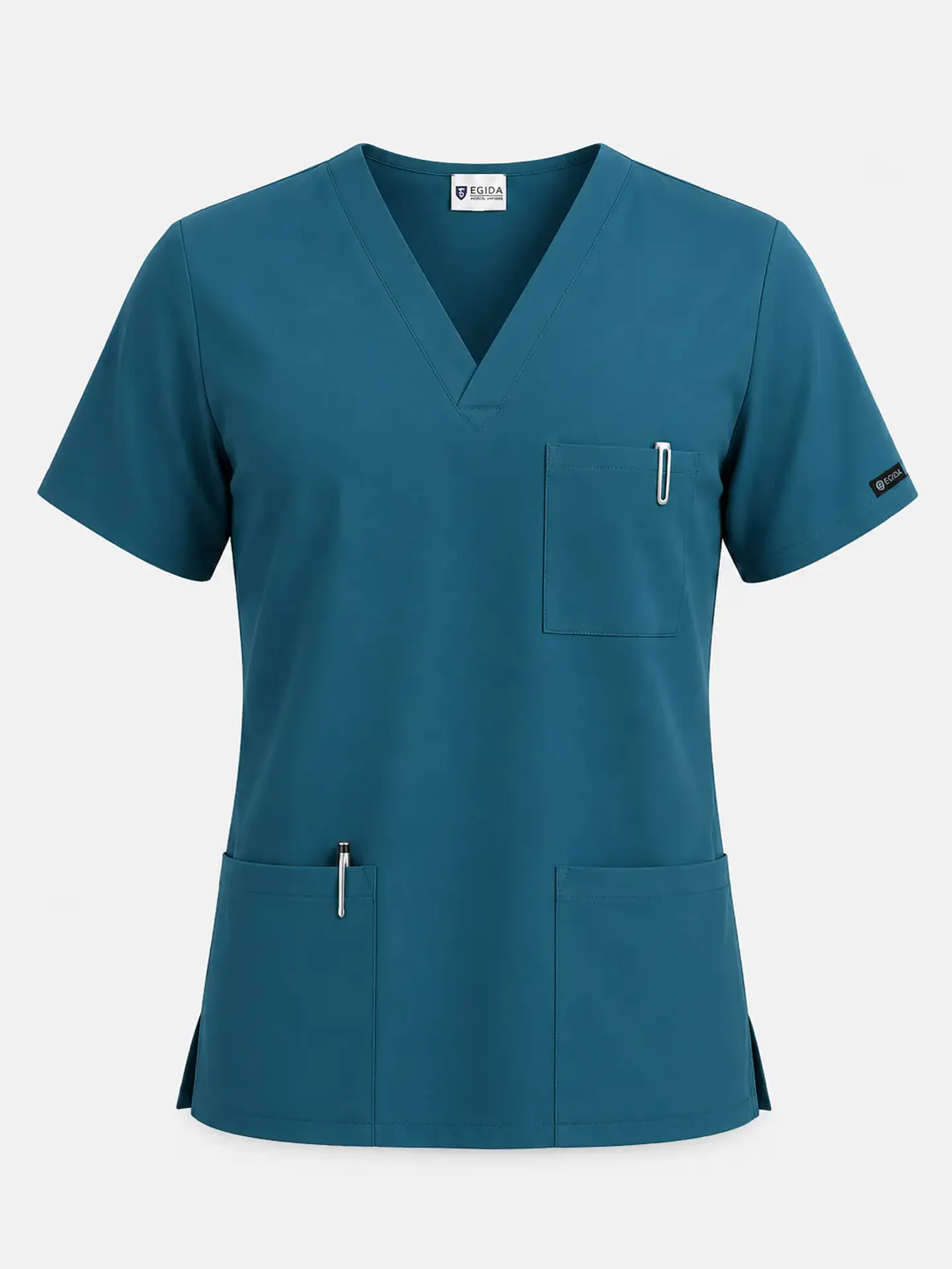 Polera Médica Cargo Hombre Cuello en V Antifluido Verde Petroleo | Egida 3