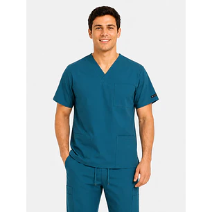 Polera Médica Cargo Hombre Cuello en V Antifluido Verde Petroleo | Egida