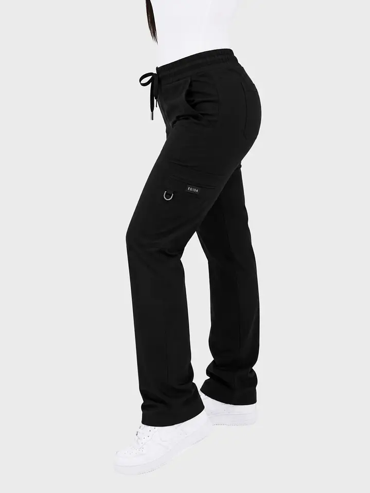 Pantalón Clínico Cargo Recto Hana Mujer Negro Antifluido | Linea Aesthetic 2