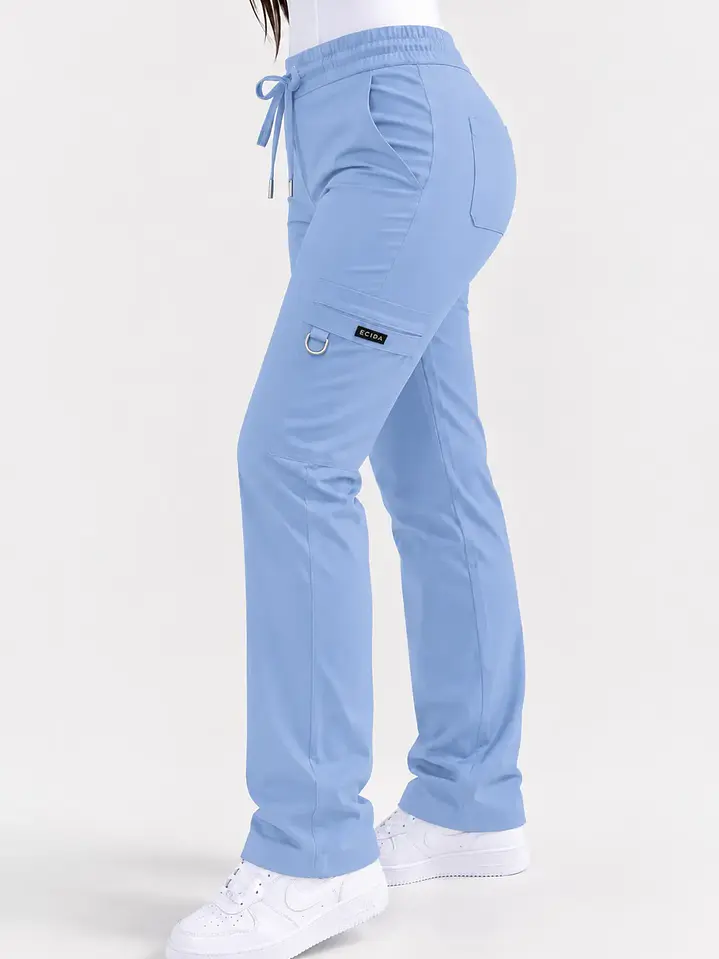 Pantalón Clínico Cargo Recto Hana Mujer Celeste Antifluido | Linea Aesthetic 2
