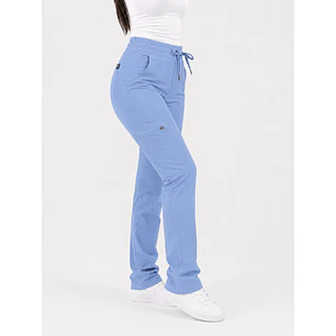Pantalón Clínico Cargo Recto Hana Mujer Celeste Antifluido | Linea Aesthetic