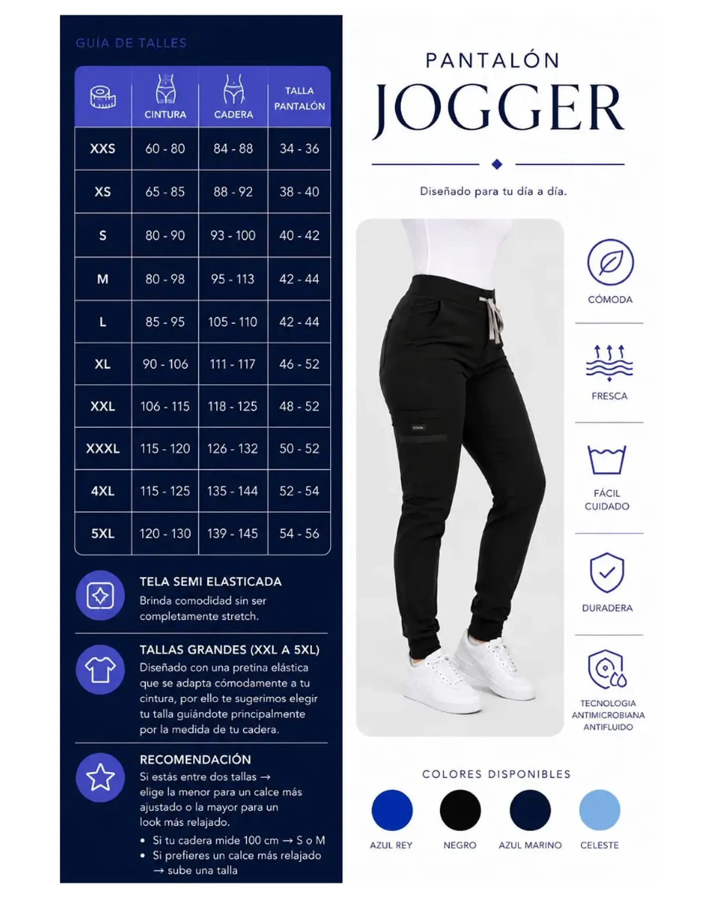 Conjunto Clinico Azul Marino Blusa Hana + Pantalon Jogger  4