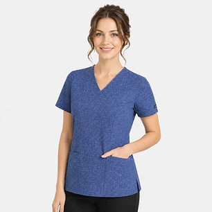Blusa Clínica Estampada Urban Denim Mujer Cuello en V Elasticado | Egida