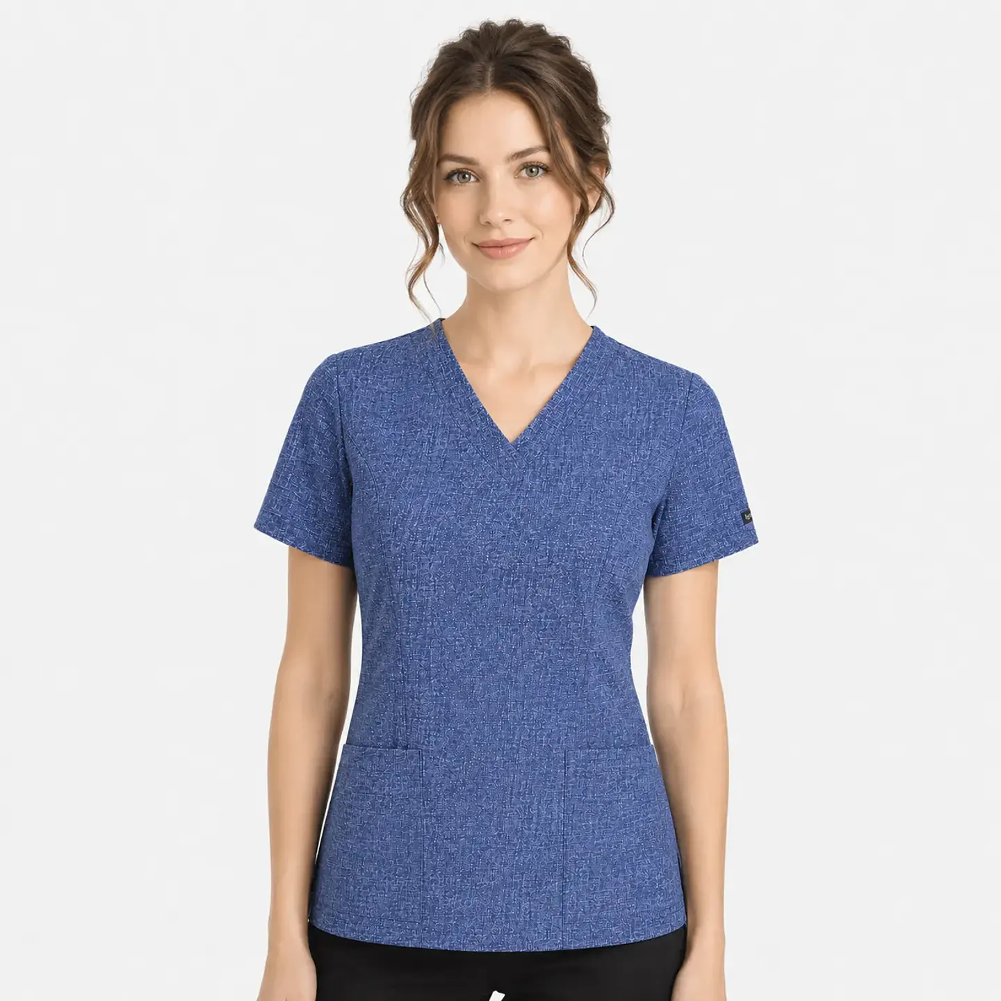 Blusa Clínica Estampada Urban Denim Mujer Cuello en V Elasticado | Egida 2