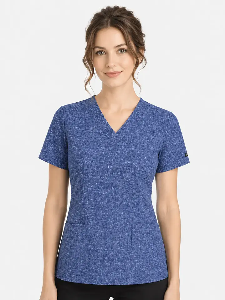 Blusa Clínica Estampada Urban Denim Mujer Cuello en V Elasticado | Egida 2