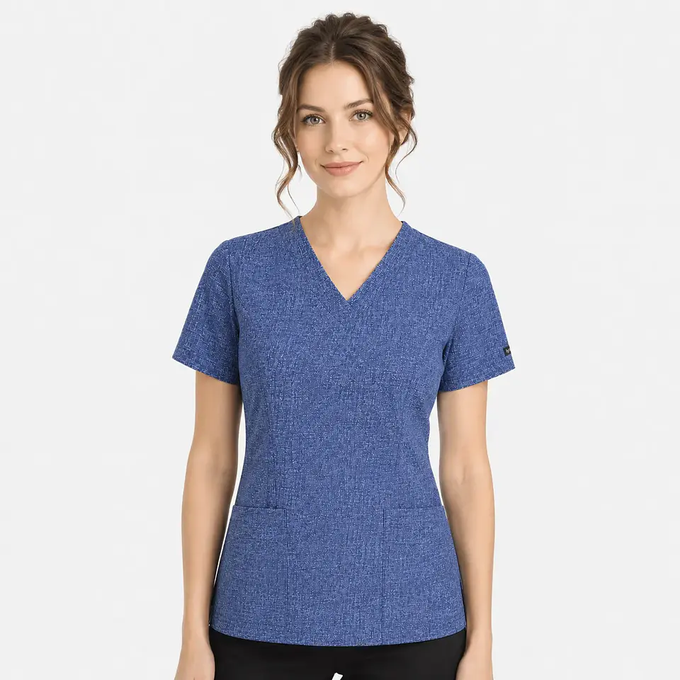 Blusa Clínica Estampada Urban Denim Mujer Cuello en V Elasticado | Egida 2
