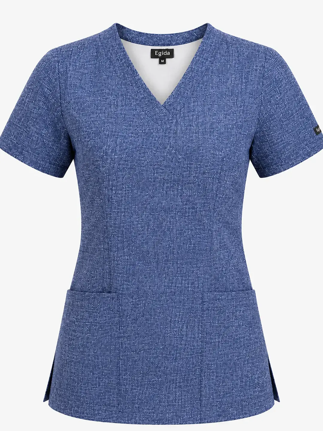 Blusa Clínica Estampada Urban Denim Mujer Cuello en V Elasticado | Egida - Uniformes clínicos Égida Chile