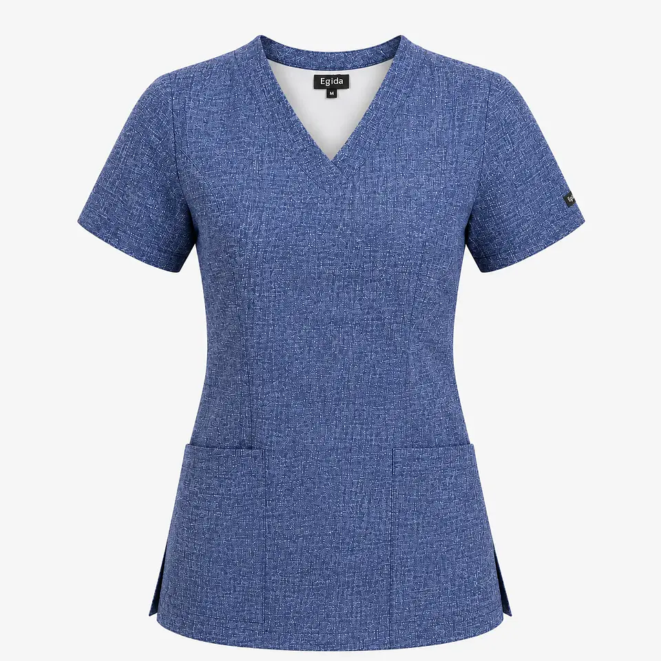 Blusa Clínica Estampada Urban Denim Mujer Cuello en V Elasticado | Egida 3