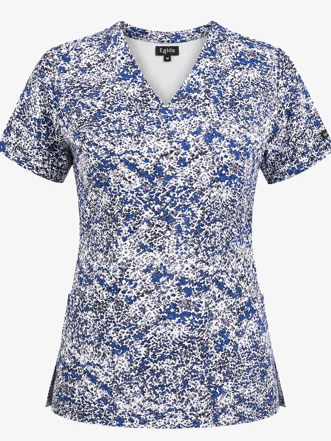 Blusa Médica Estampada Azul Splash Mujer | Égida Uniformes - Uniformes clínicos Égida Chile