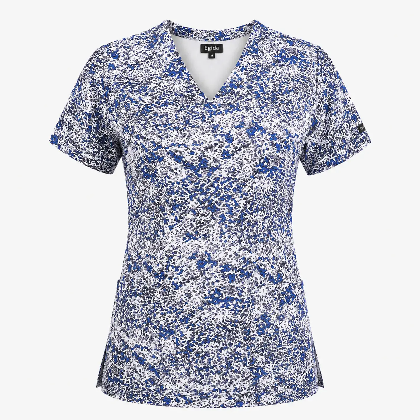 Blusa Médica Estampada Azul Splash Mujer | Égida Uniformes 3