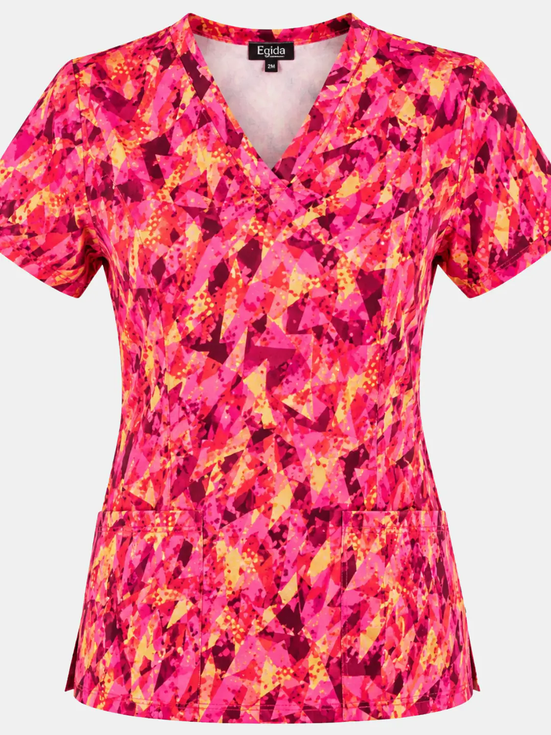 Blusa Médica Estampada Prisma Vértice Mujer color rojo - Uniformes clínicos Égida Chile
