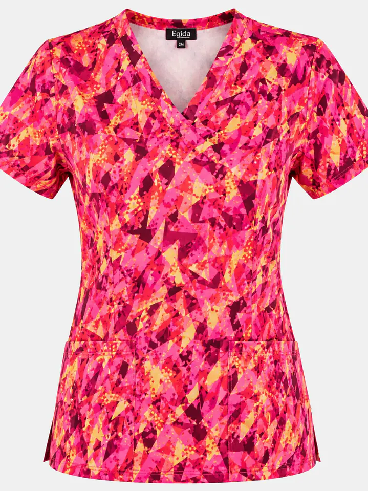 Blusa Médica Estampada Prisma Vértice Mujer color rojo 3