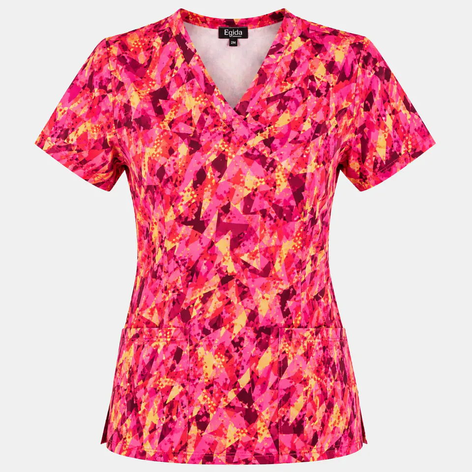 Blusa Médica Estampada Prisma Vértice Mujer color rojo 3