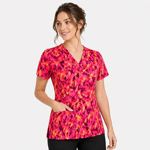 Blusa Médica Estampada Prisma Vértice Mujer color rojo
