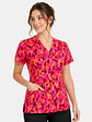 Blusa Médica Estampada Prisma Vértice Mujer color rojo - Miniatura 1